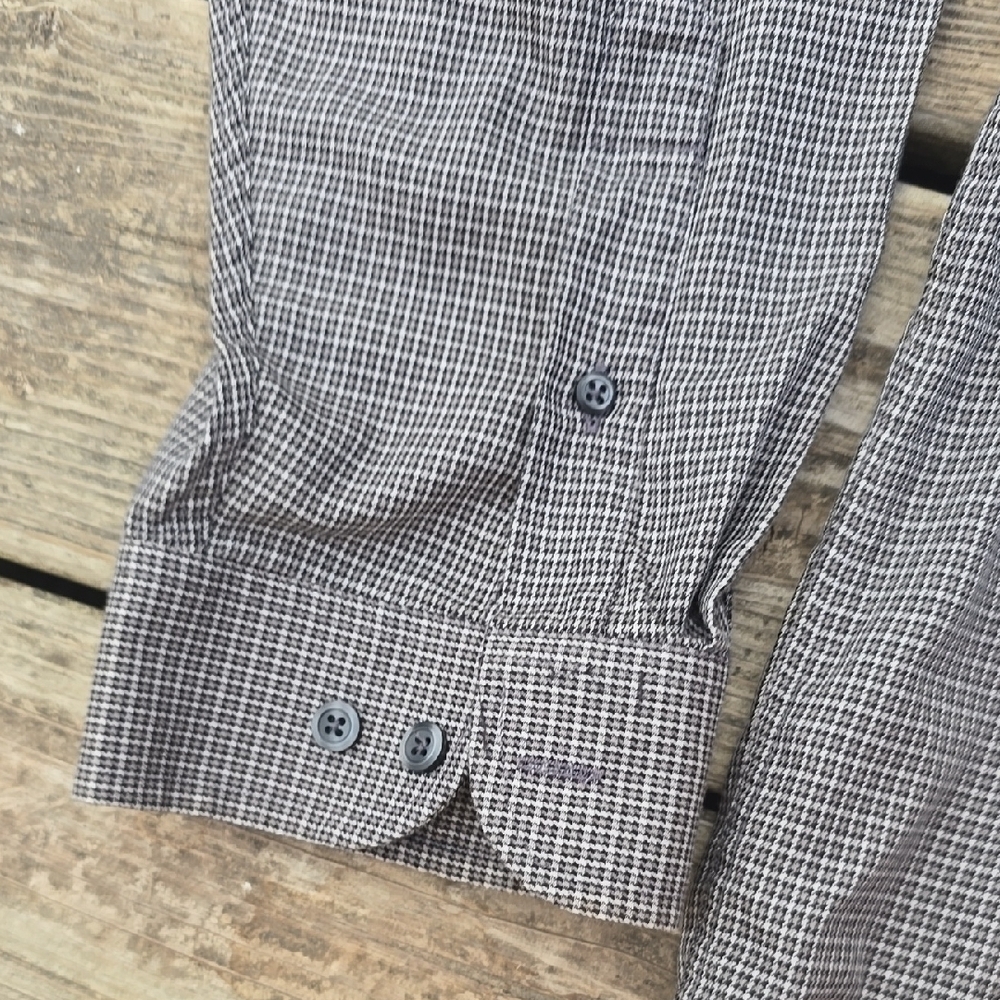 Hunt Club Men's Gray Black Checkered Dress Shirt 3XLT - Picture 4 of 7